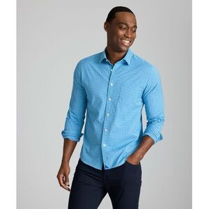 UNTUCKit Light Blue and‎ Green Performance Pocket Shirt Gingham size L